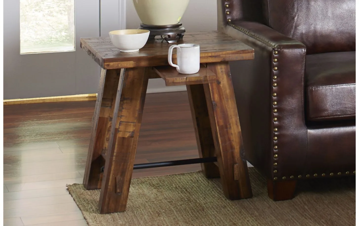 Jofran Cannon Valley Rectangular End Table in Distressed Natural by Jofran
